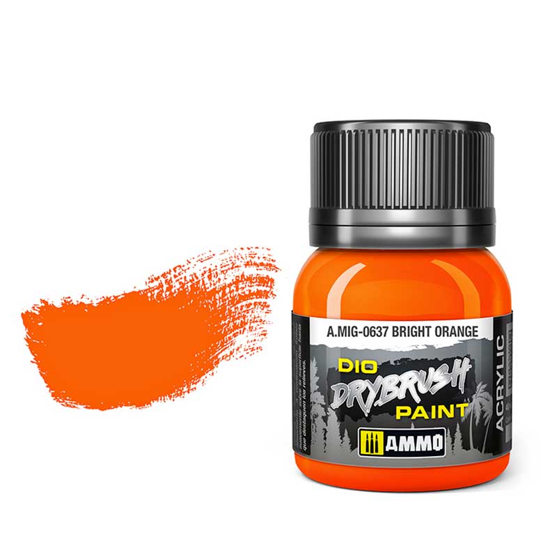 40ml Bright Orange Dio Dry Brush Paint A.MIG-0637 Ammo