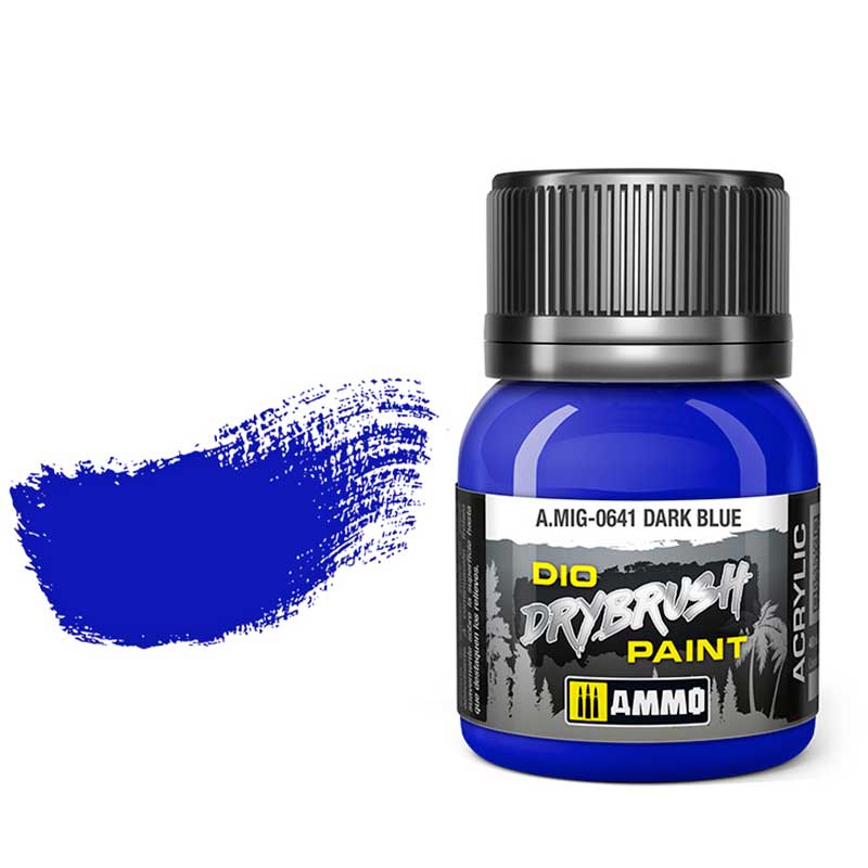 40ml Dark Blue Dio Dry Brush Paint A.MIG-0641 Ammo