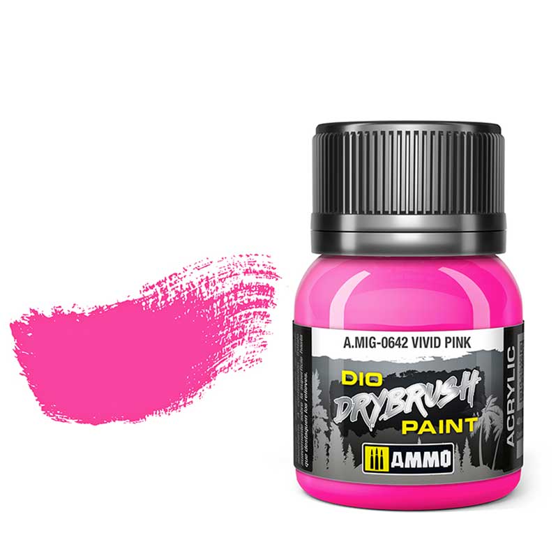 40ml Vivid Pink Dio Dry Brush Paint A.MIG-0642 Ammo