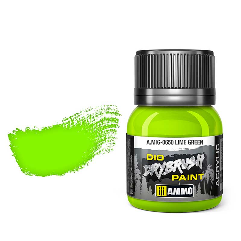 40ml Lime Green Dio Dry Brush Paint A.MIG-0650 Ammo