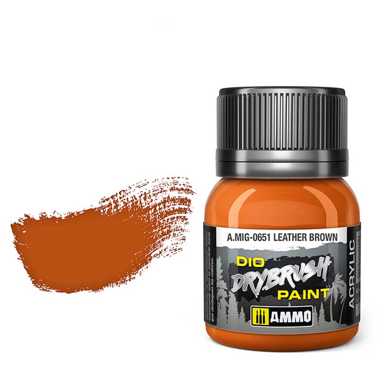 40ml Leather Brown Dio Dry Brush Paint A.MIG-0651 Ammo