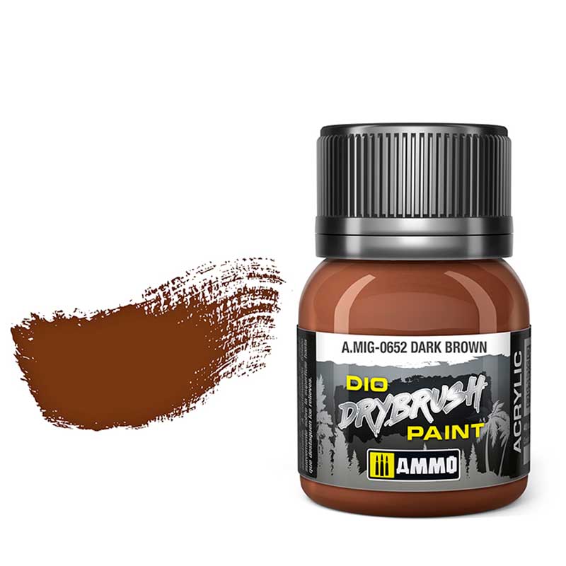 40ml Dark Brown Dio Dry Brush Paint A.MIG-0652 Ammo