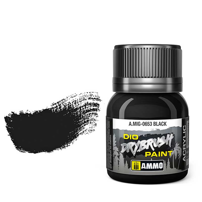 40ml Black Brown Dio Dry Brush Paint A.MIG-0653 Ammo