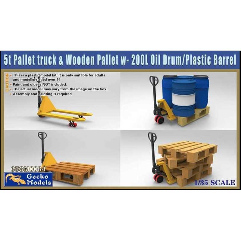 Gecko Models Pallet Truck with Drums & Pallets (1/35) 35GM0034