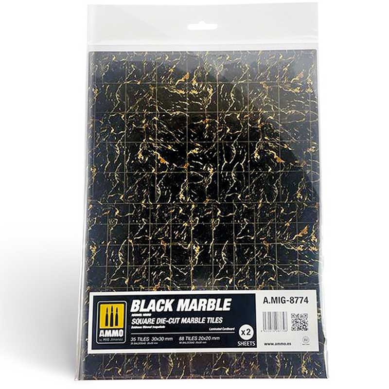 2x Black Marble. Square Marble Tiles Ammo A.MIG-8774