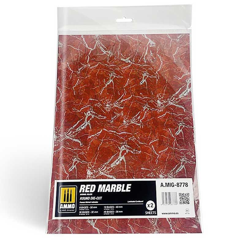 2x Red Marble. Round For Bases For Wargames Ammo A.MIG-8778