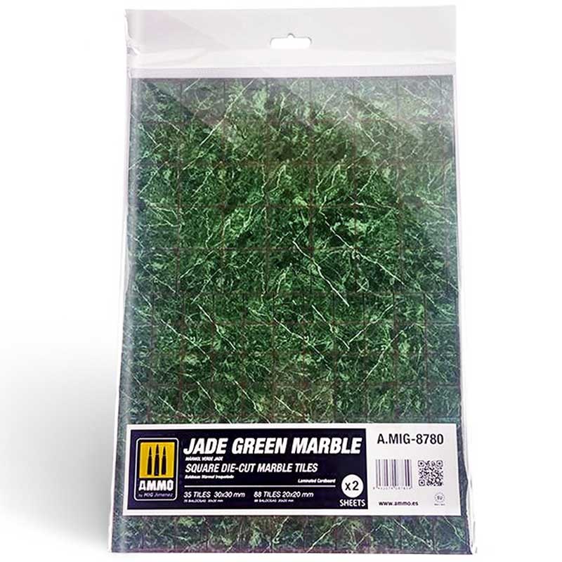 2x Jade Green Marble. Square Marble Tiles Ammo A.MIG-8780