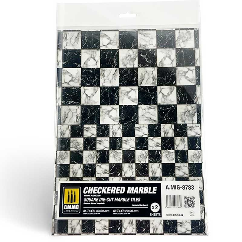 2x Checkered Marble. Square Marble Tiles Ammo A.MIG-8783