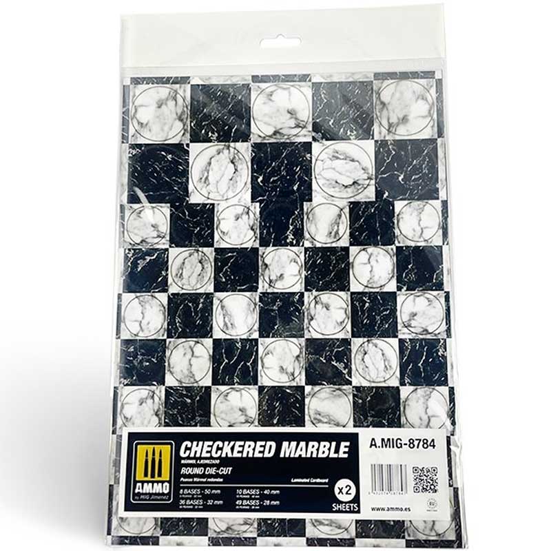 2x Checkered Marble. Round For Bases For Wargames Ammo A.MIG-8784