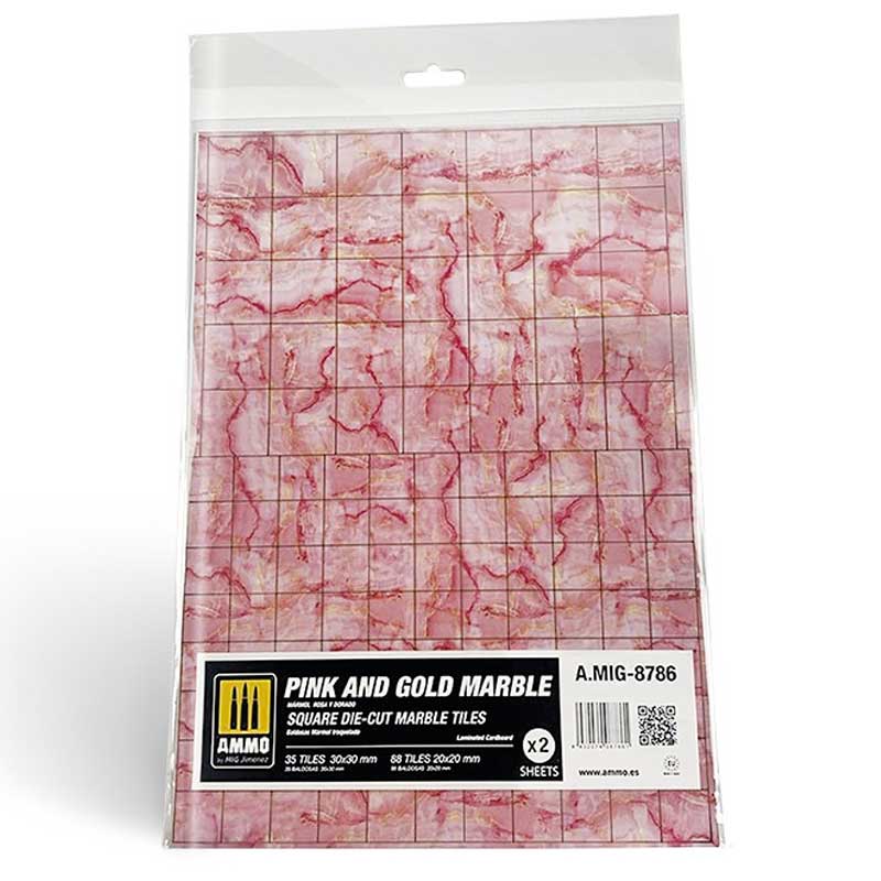 2x Pink And Gold Marble. Square Marble Tiles Ammo A.MIG-8786