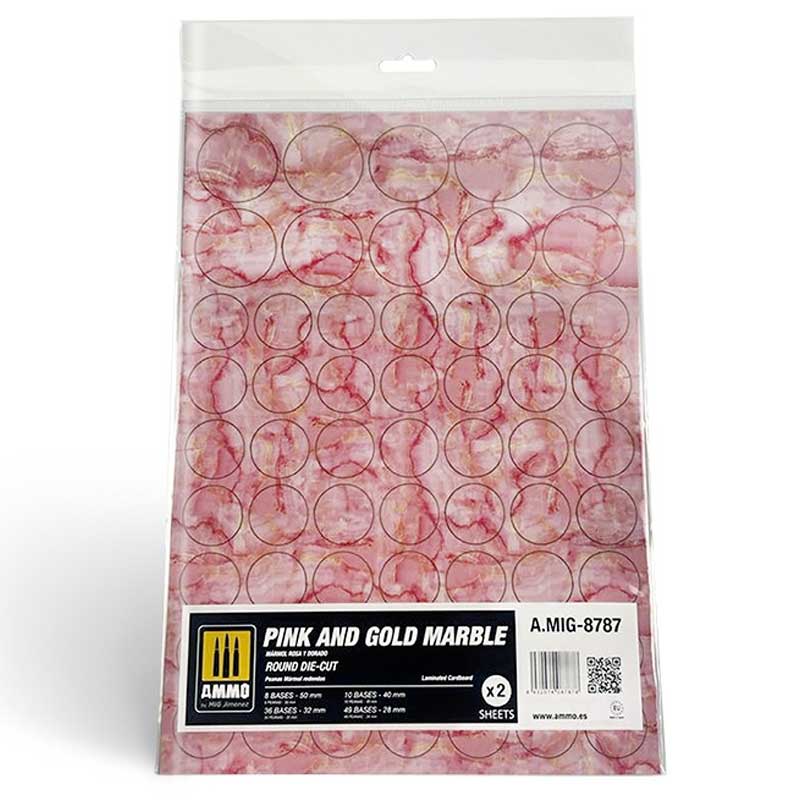 2x Pink And Gold Marble. Round For Bases For Wargames Ammo A.MIG-8787