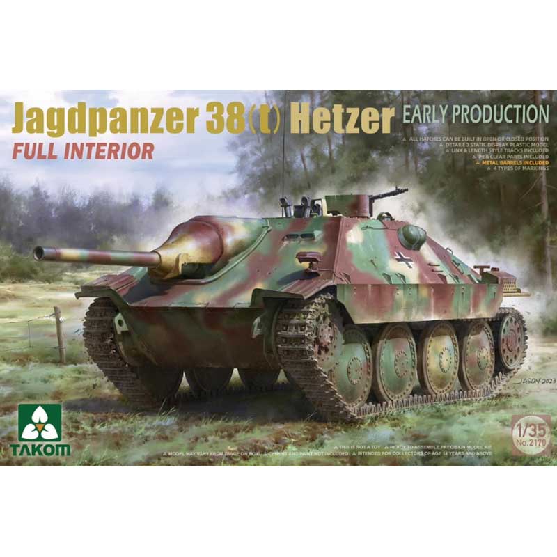 1/35 German WWII Jagdpanzer 38(t) Hetzer w/ interior, Early Production 02170 Takom
