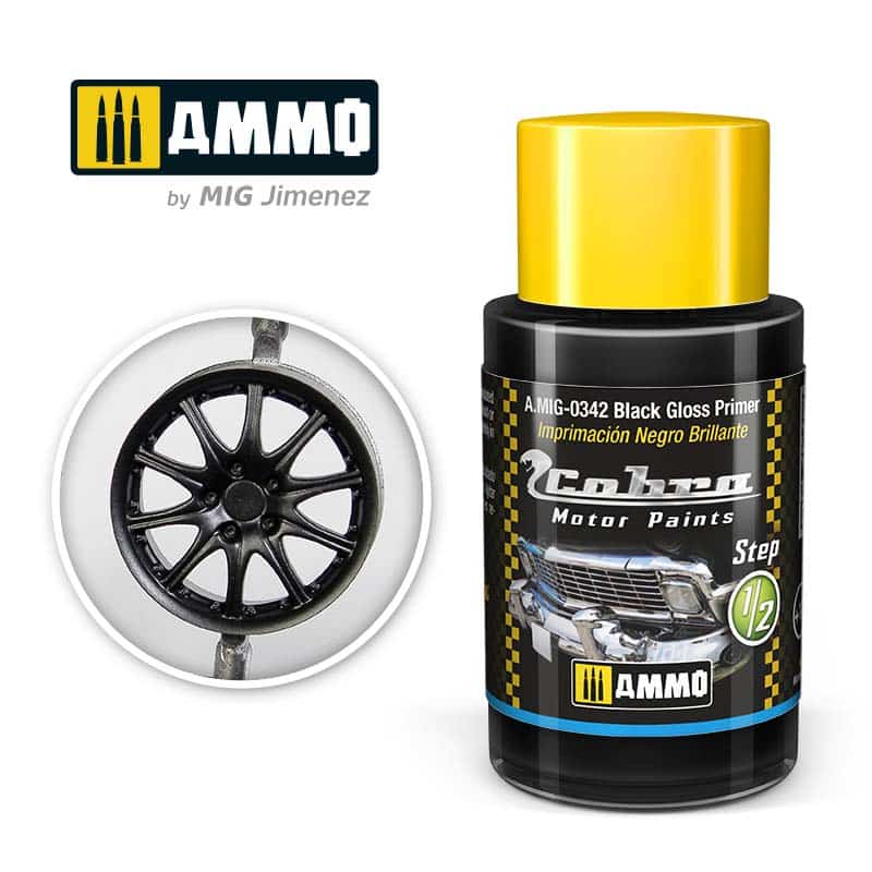 30ml Cobra Motor Black Gloss Primer A.MIG-0342 Ammo