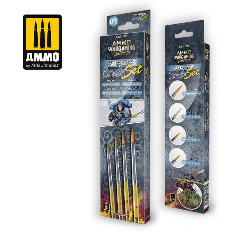 Ammo Wargaming Universe - Shaders & Washes Brush Set A.MIG-7623 Ammo
