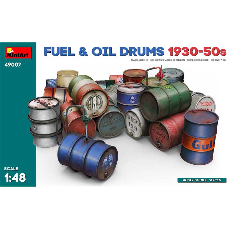 Miniart Fuel & Oil Drums 1930-50s (1/48) 49007