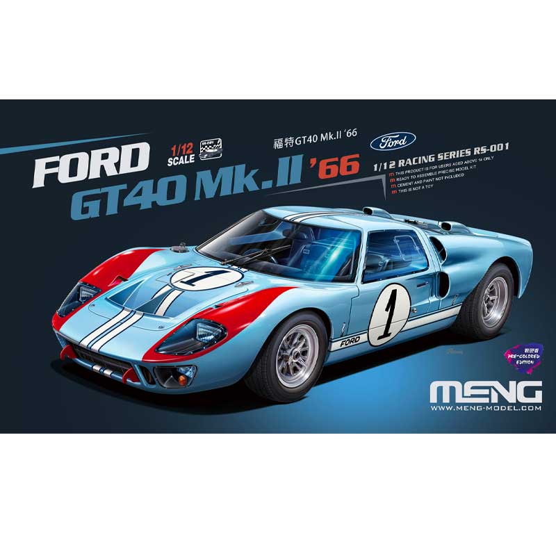 1/12 Ford GT 40 Mk II 1966 (Pre-Coloured) RS-001 Meng Model