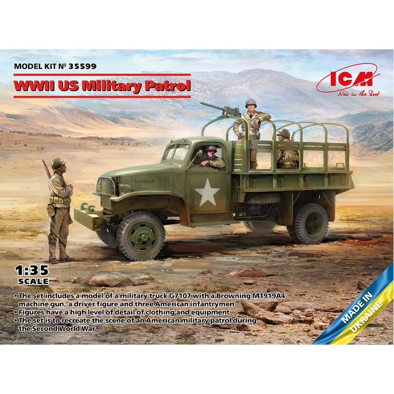 1/35 G7107 & MG M1919A4 WWII US Military Patrol 35599 ICM