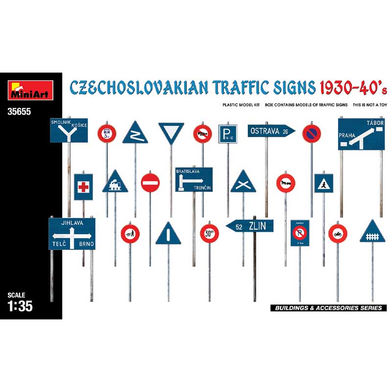 Miniart Czechoslovakian Traffic Signs 1930-40s (1/35) 35655