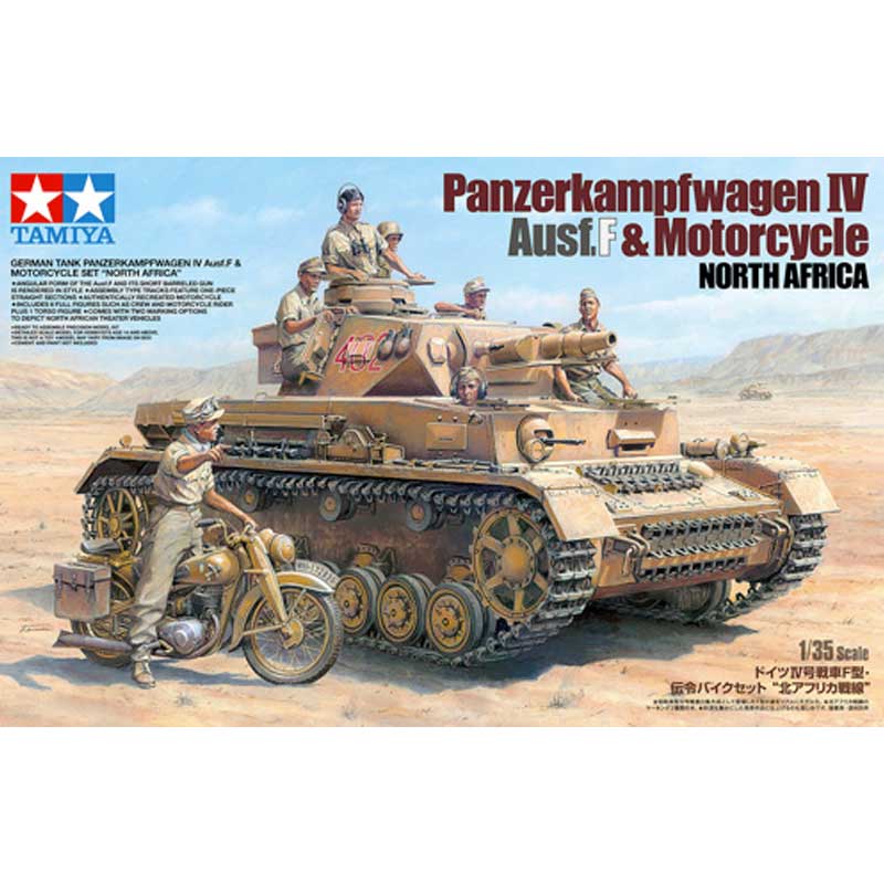 Tamiya Panzerkampfwagen IV Ausf.F & Motorcycle North Africa (1/35) 25208