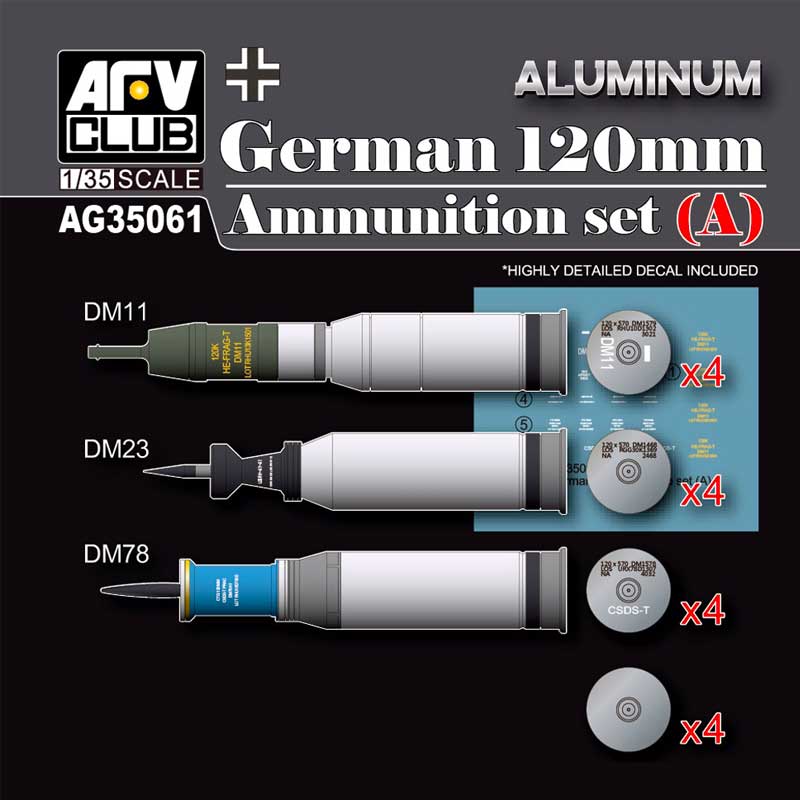 AFV Club Modern German 120mm Tank Ammunition Set A (aluminium) (1/35) AG35061