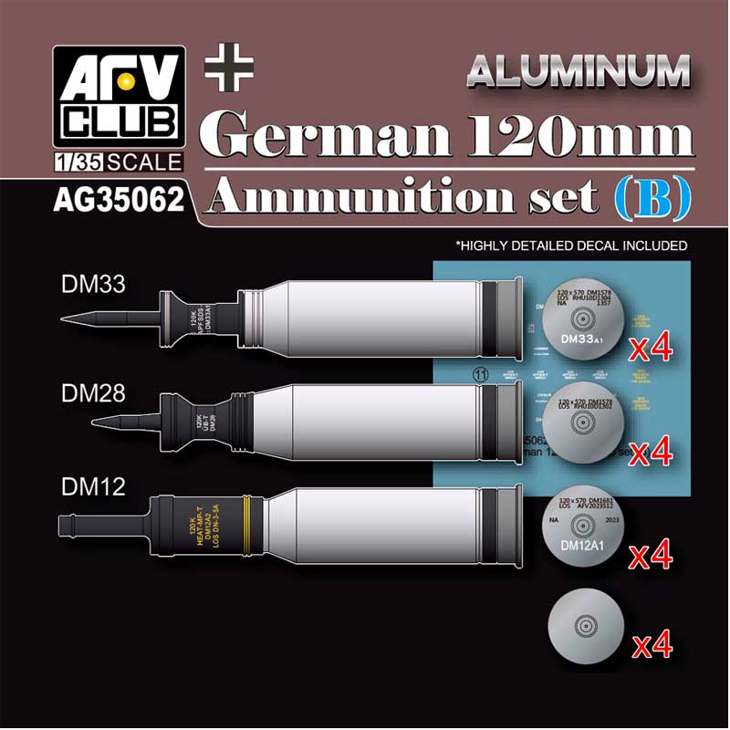AFV Club Modern German 120mm Tank Ammunition Set B (aluminium) (1/35) AG35062