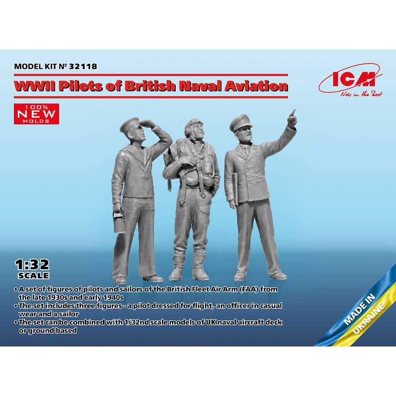 1/32 WWII Pilots of British Naval Aviation (x3) 32118 ICM
