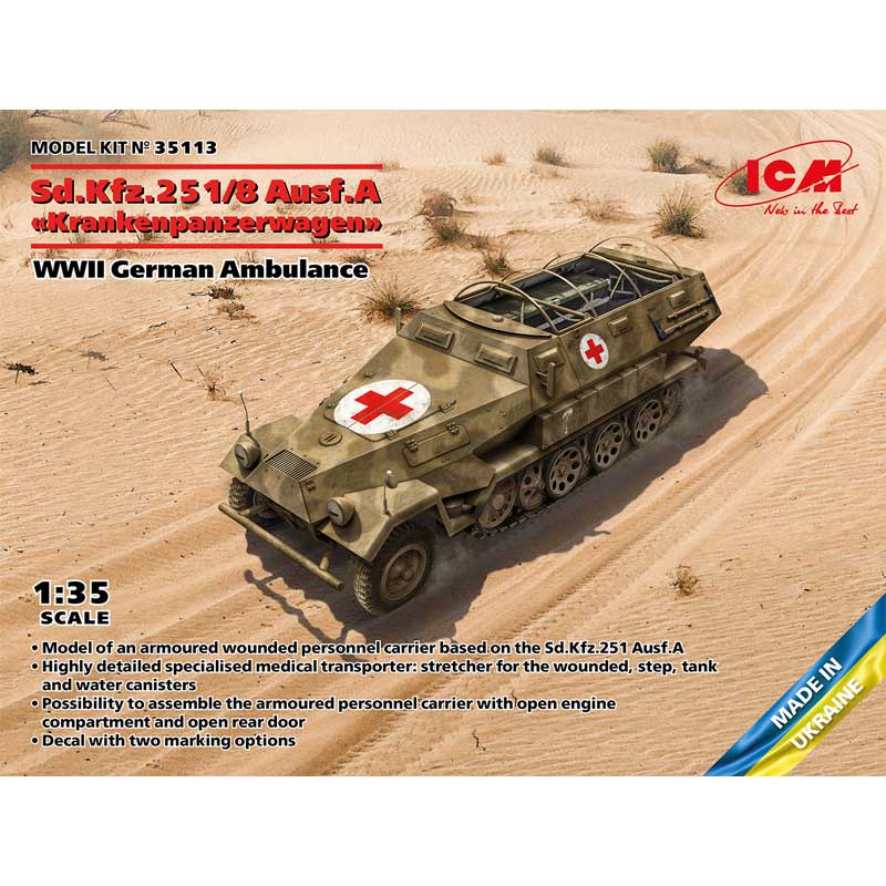1/35 Sd.Kfz.251/8 Ausf.A Krankenpanzerwagen Ambulance 35113 ICM
