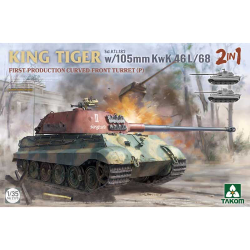 1/35 German Heavy Tank SdKfz 182 King Tiger (P) w/ 105mm KwK 46L/68 2 in 1 02178 Takom