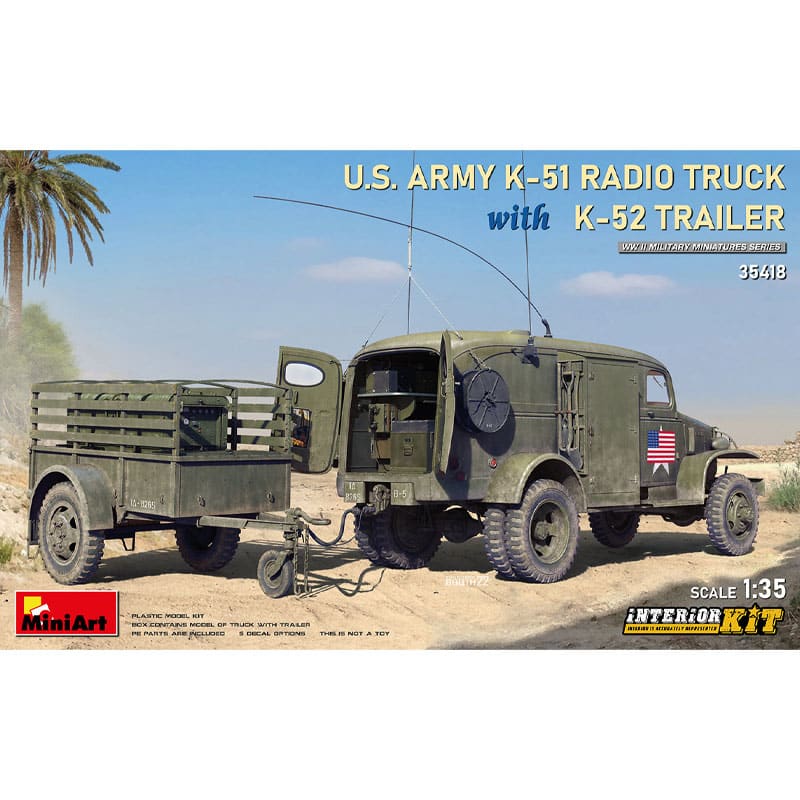 Miniart US Army K-51 Radio Truck w/ K-52 Trailer (1/35) 35418