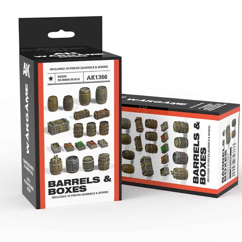 AK Interactive Barrels & Boxes Wargame Set (Resin 30-35mm) AK-1366