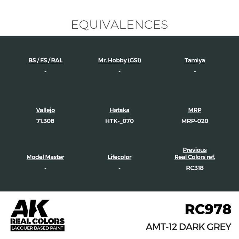AK Interactive Real Color - AMT-12 Dark Grey (17ml) RC978