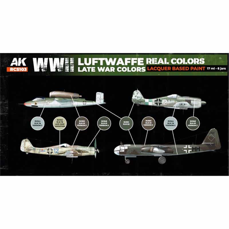 AK Interactive Real Color Paint Set - WWII Luftwaffe Late War Colors RCS103