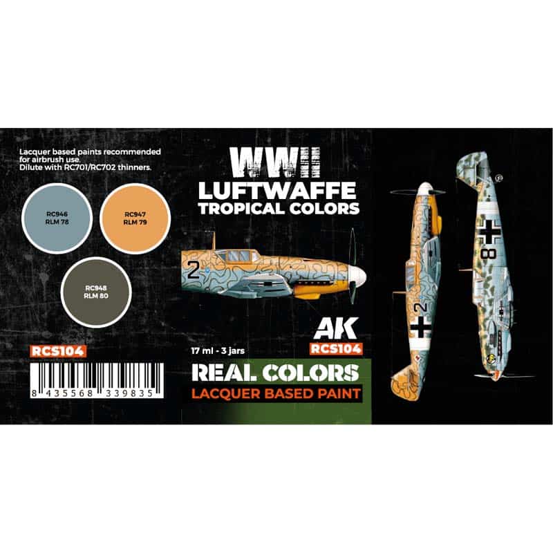AK Interactive Real Color Paint Set - WWII Luftwaffe Tropical Colors RCS104