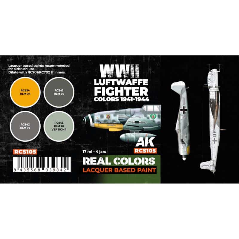 AK Interactive Real Color Paint Set - Luftwaffe Fighter Colors 1941-1944 RCS105