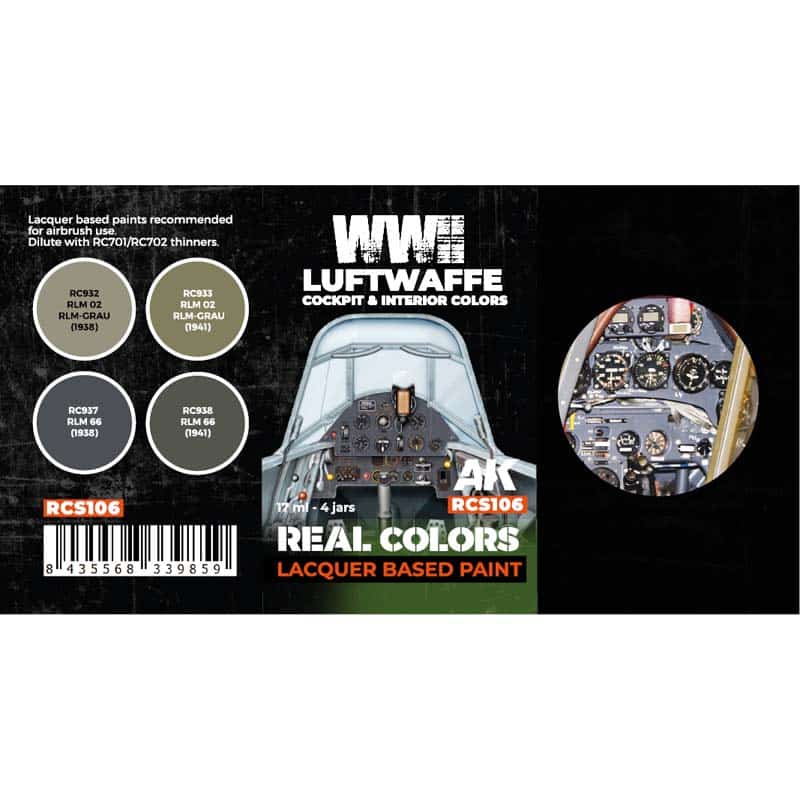 AK Interactive Real Color Paint Set - WWII Luftwaffe Cockpit & Interior Colors RCS106