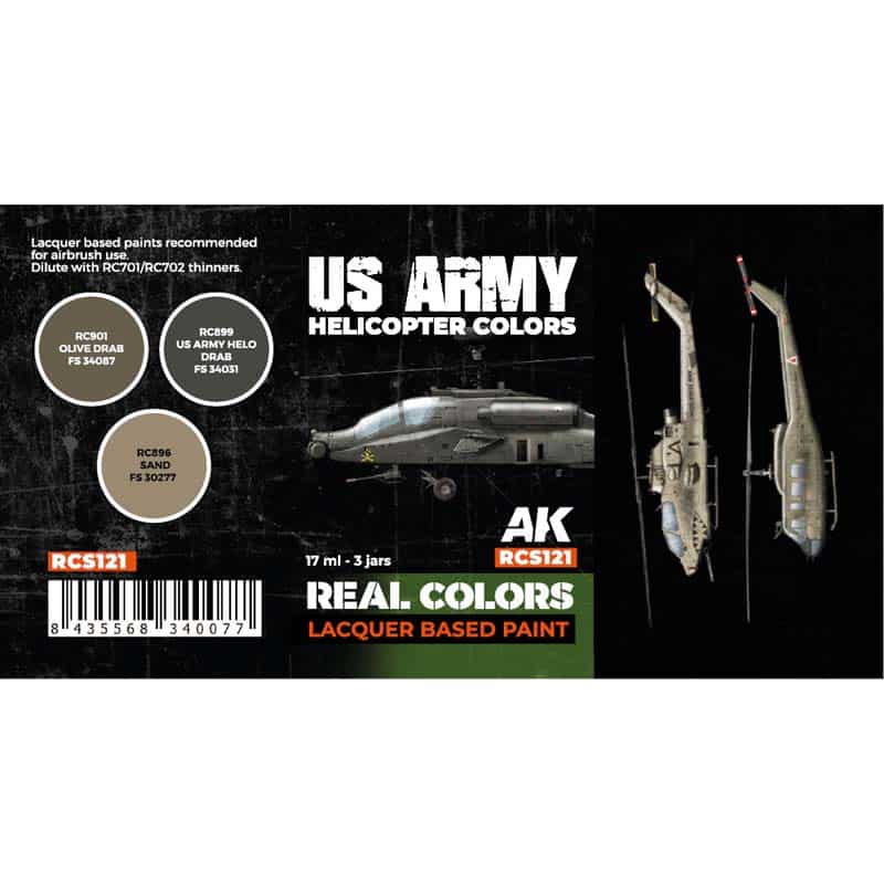 AK Interactive Real Color Paint Set - US Army Helicopter Colors RCS121