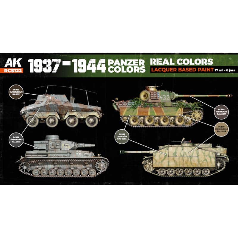 AK Interactive Real Color Paint Set - Panzer Colors (1937-1944) RCS122
