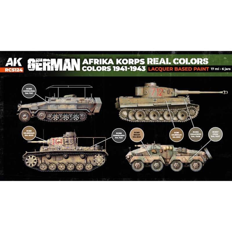 AK Interactive Real Color Paint Set - German Afrika Korps Colors 1941-1943 RCS124