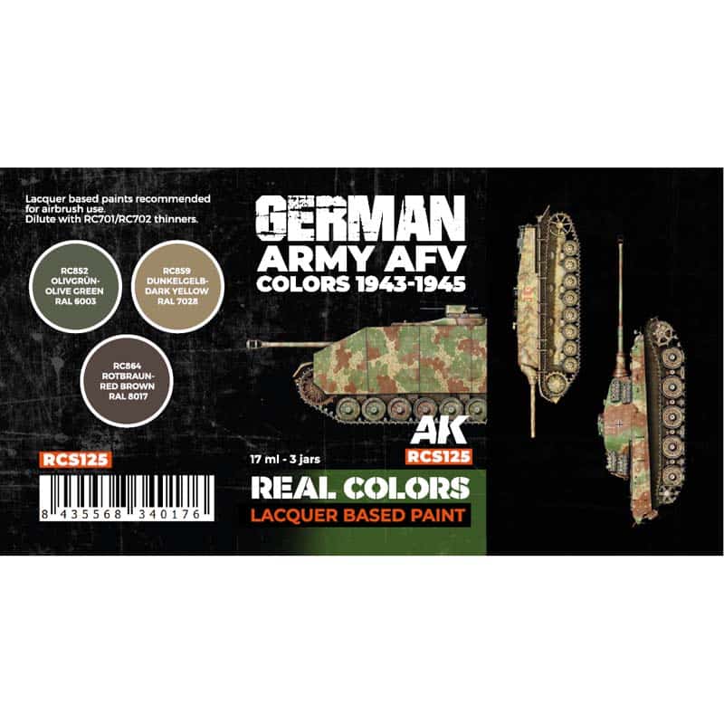 AK Interactive Real Color Paint Set - German Army AFV Colors 1943-1945 RCS125