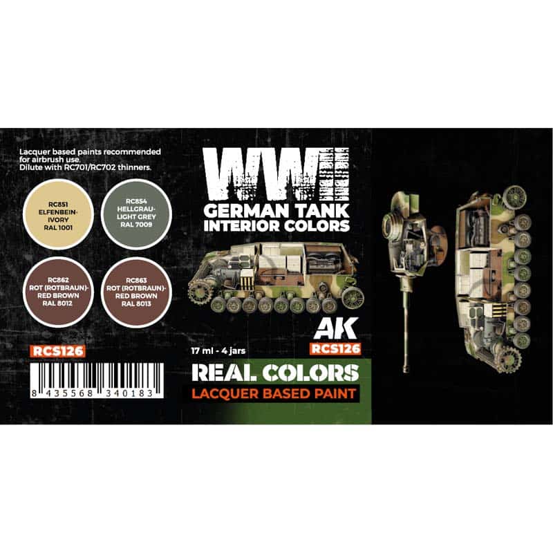AK Interactive Real Color Paint Set - WWII German Tank Interior Colors RCS126