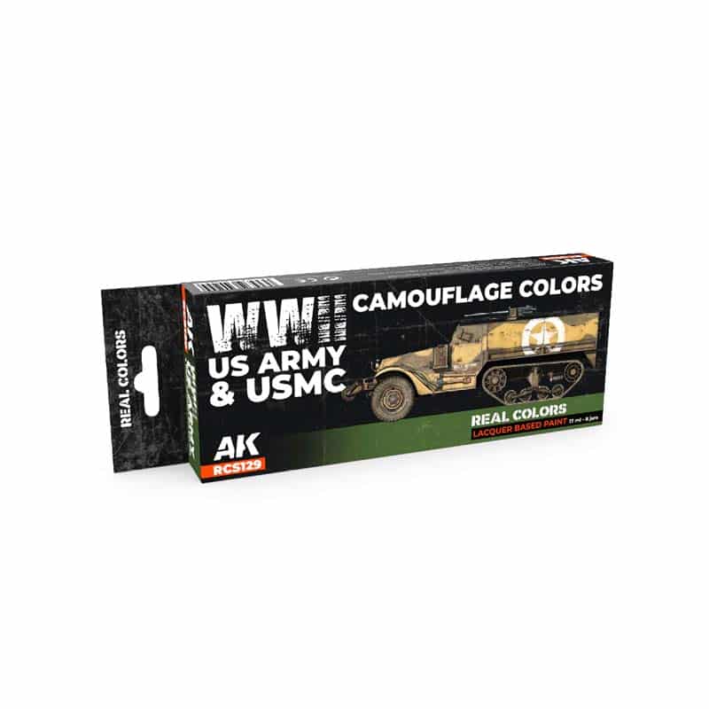 AK Interactive Real Color Paint Set - WWII US Army & USMC Camouflage Colors RCS129