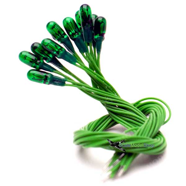 10x 12v Green Grain Of Wheat Bulb