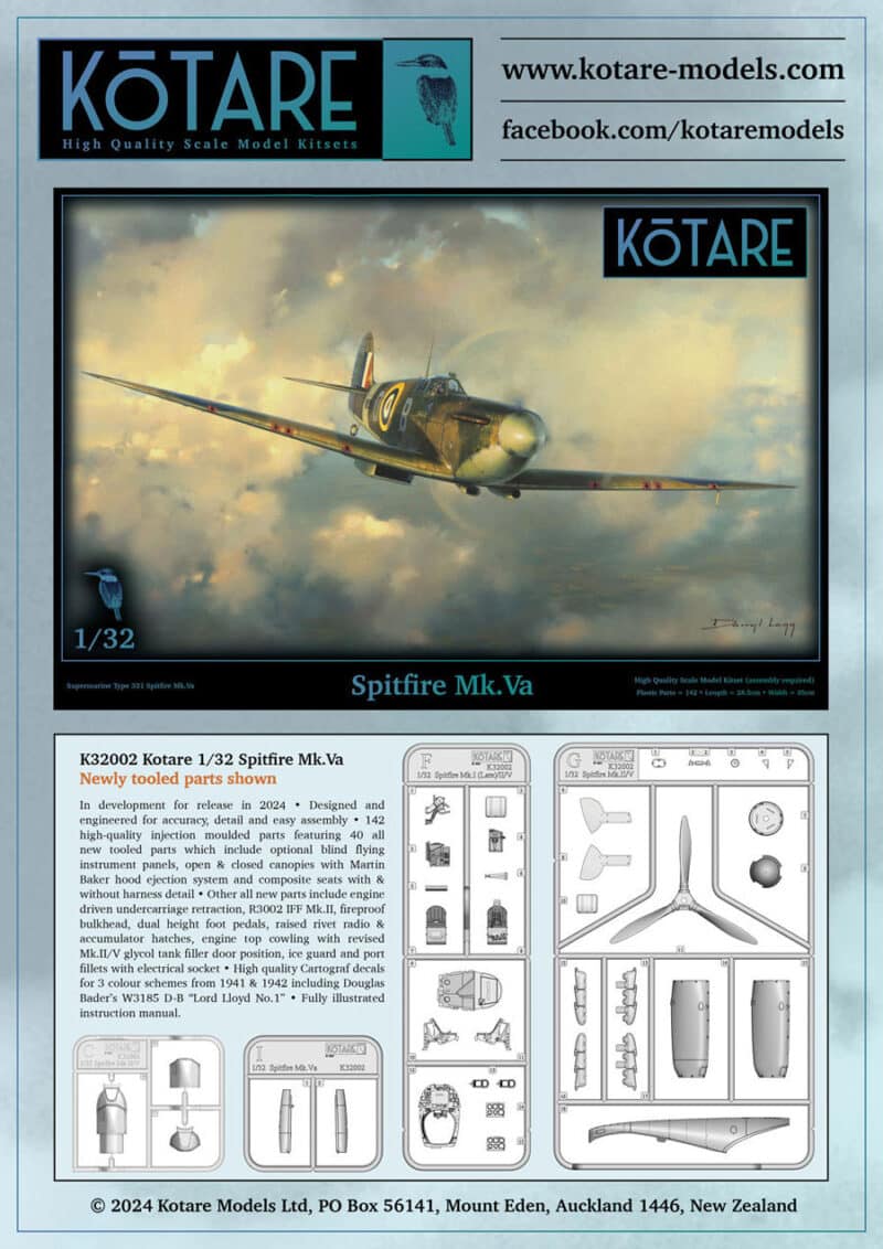 1/32 Supermarine Spitfire Mk.Va Douglas Bader Kotare K32002