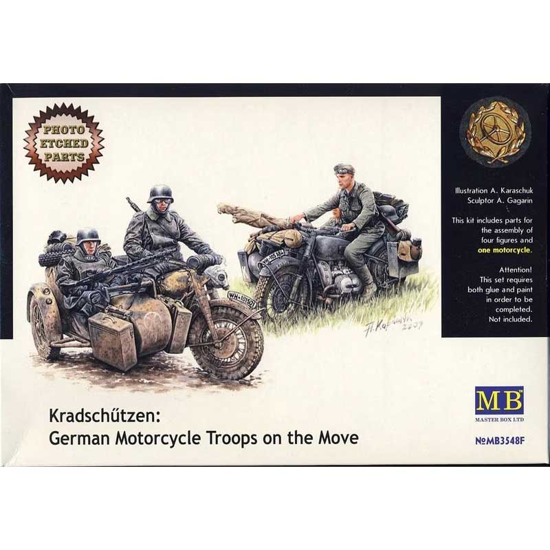 Master Box Kradschutzen German Motorcycle Troops on the Move (1/35) MB-3548F