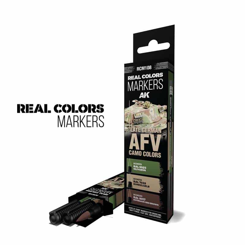 AK Interactive Real Colors Markers - Late German AFV Camo Colors - Set 3 RCM108