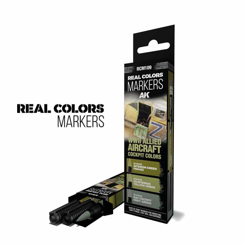 AK Interactive Real Colors Markers - WWII Allied Aircraft Cockpit Colors - Set 3 RCM109