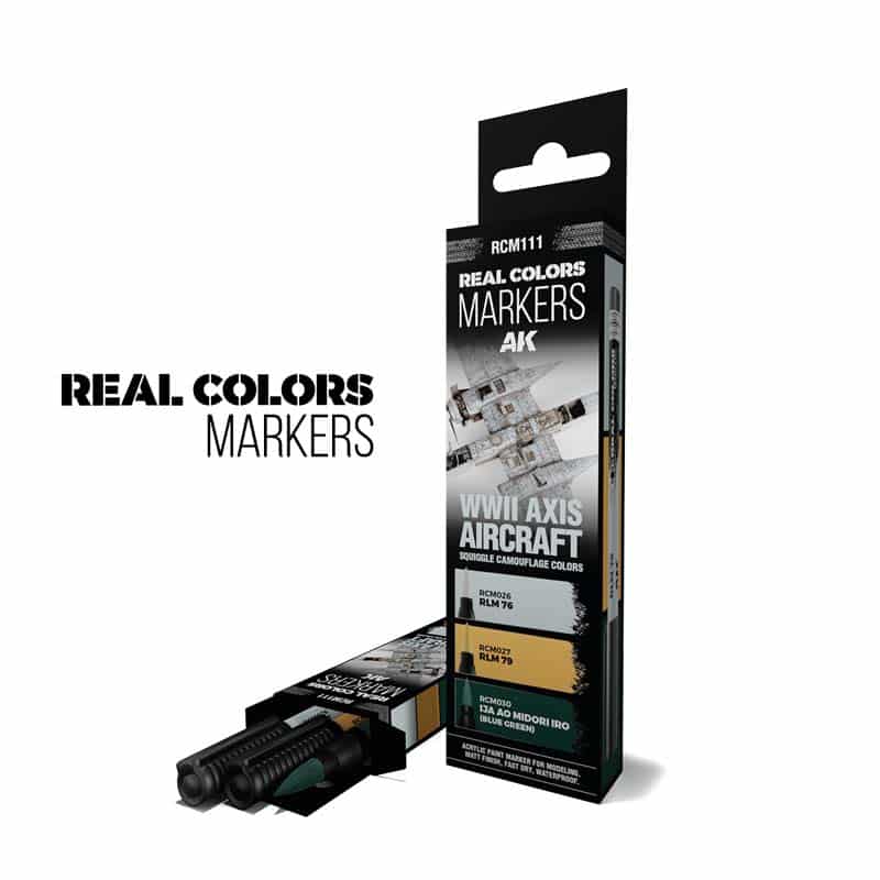 AK Interactive Real Colors Markers - WWII Axis Aircraft Squiggle Camouflage Colors - Set 3 RCM111