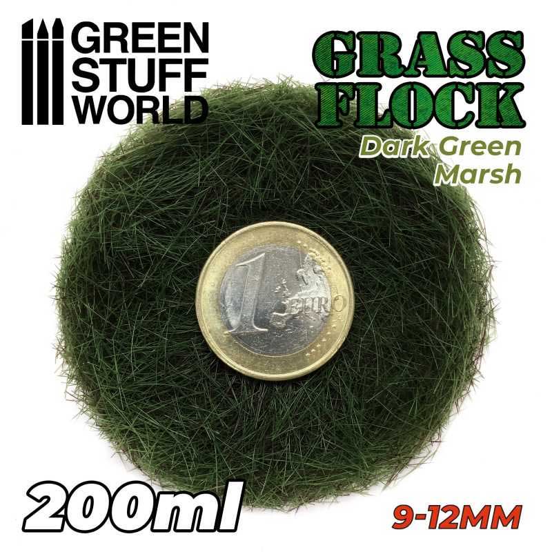 Green Stuff World - Static Grass Flock Dark Green Marsh (9-12mm) (200ml)