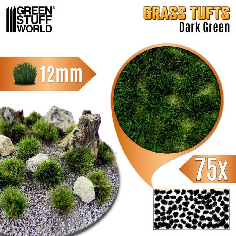 Green Stuff World - Static Grass Tufts Dark Green (12mm)
