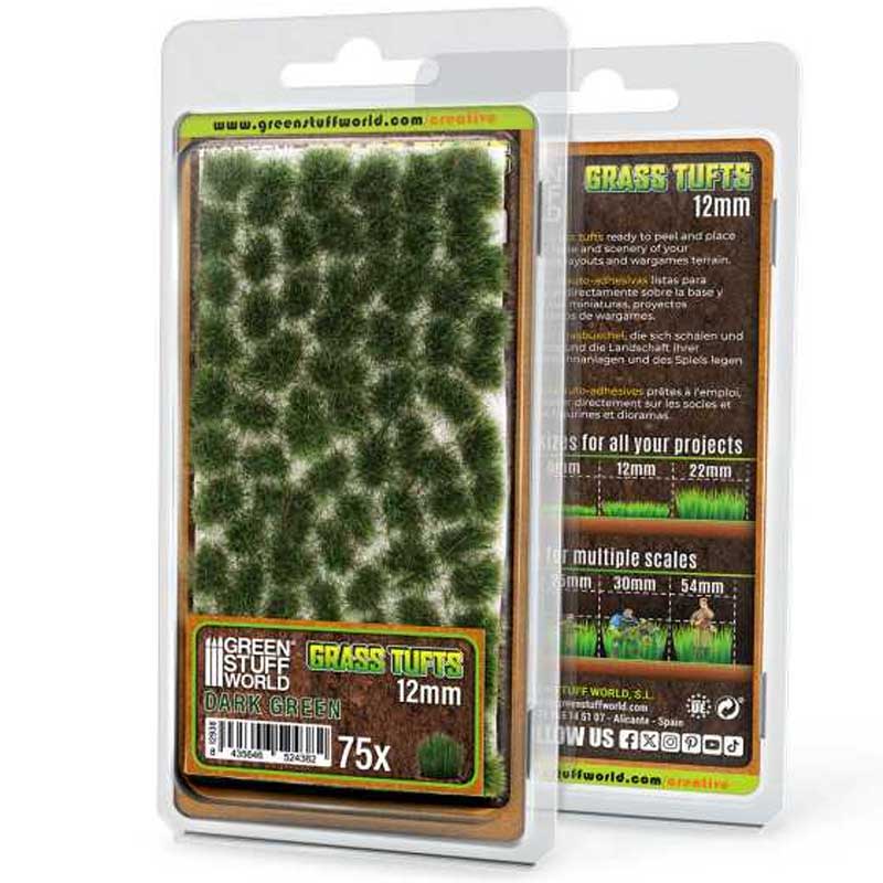 Green Stuff World - Static Grass Tufts Dark Green (12mm)